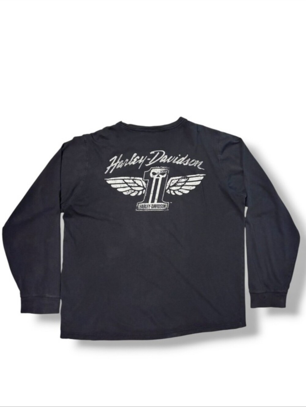 HARLEY-DAVIDSON Black Crew Neck Graphic Long Sleeves VINTAGE 2000s Size XL